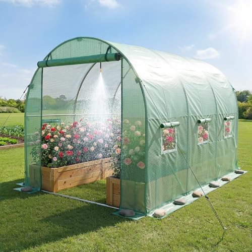 Walk in Tunnel Greenhouse (Green / 10x7x7 ft)
