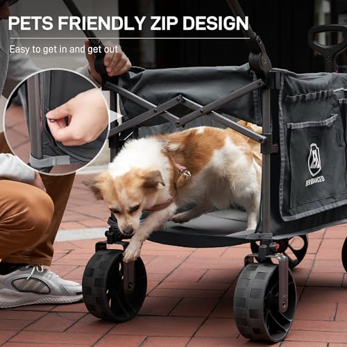 Folding Push Wagon with Canopy (Charcoal / Light Grey)