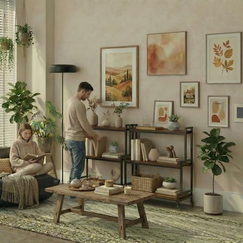 3 Tier Plant Stand with Wheels (Walnut)