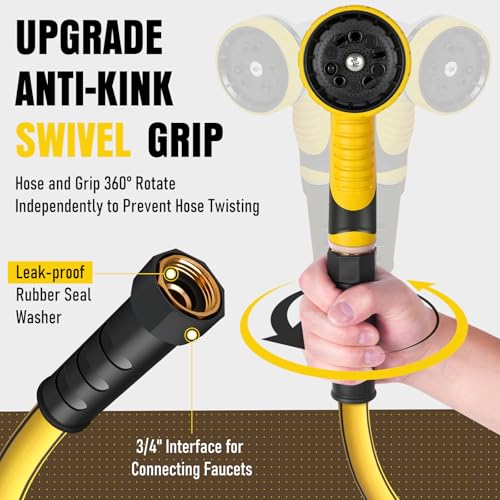 Heavy Duty Garden Hose 35ft (Black+Yellow / 35ft)