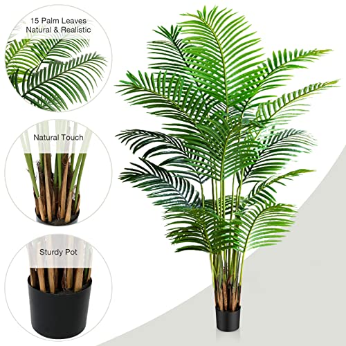 Garden 6ft Artificial Areca Palm Plant 2 Packs in Pot (6FT - 2 PACK)