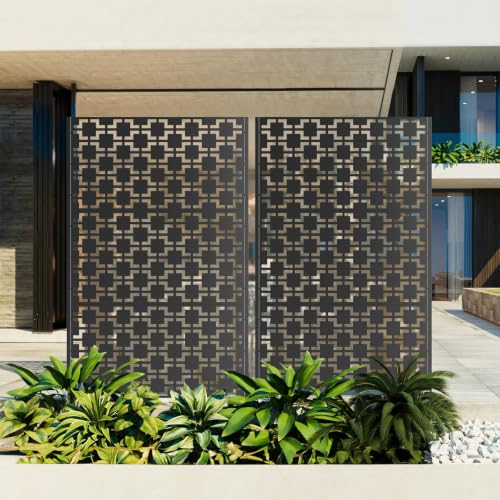 Metal Privacy Screen Outdoor Freestanding (Black / Rectangle C)