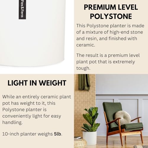 Large Planter for Indoor or Outdoor (White / 10 Inch)