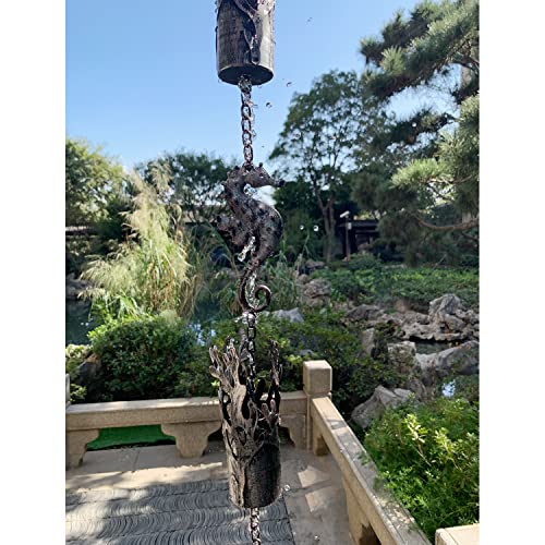 8.5 FT Rain Chains for Gutters (Seahorse)