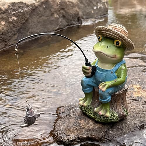 Outdoor Frog Statue Garden Koi Pond Decoration (Fishing Frog Statue)