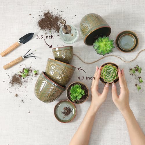 Sureasy Succulent Pots (Green / 3.5 inch)