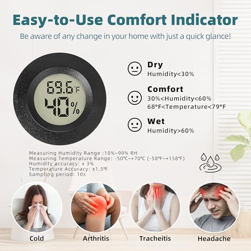 4 Pack Mini Hygrometer Thermometer Indoor Humidity Meter Digital
