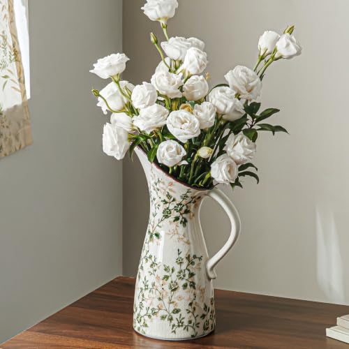 Ceramic Flower Vase for Home Decor (15-green and Beige)