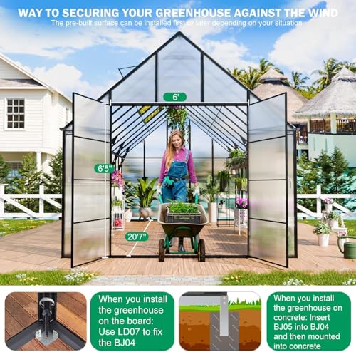 20x10x10 FT Polycarbonate Greenhouse for Outdoors w