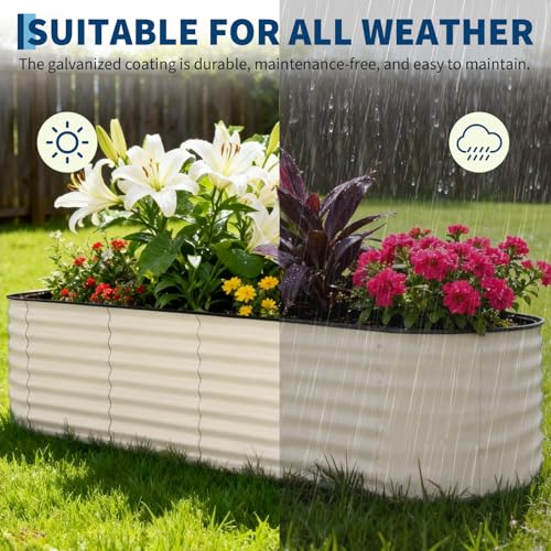 2 Pack 8x2x2ft Galvanized Raised Garden Bed (Beige-oval / 8x2x2ft 2pcs)