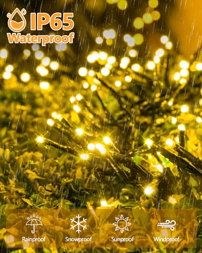 Solar Christmas Lights Outdoor 6 Pack 198FT 600LED String Lights Warm White (6 Count)
