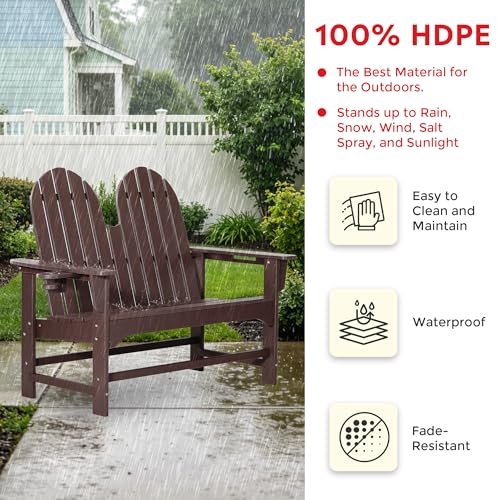 Outdoor Patio HDPE Adirondack Garden Skinny Bench (Dark Brown / 51.5IN)