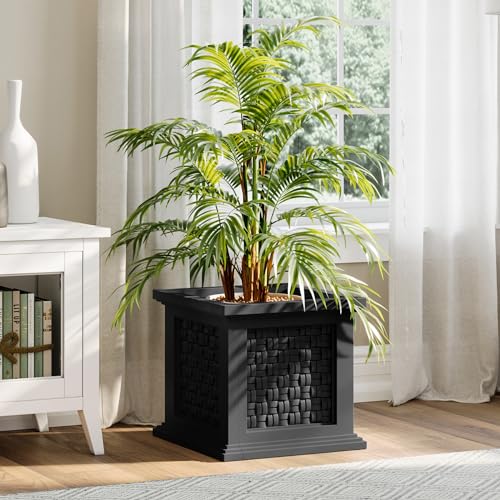 Rattan Style Outdoor Planter Box (Black)