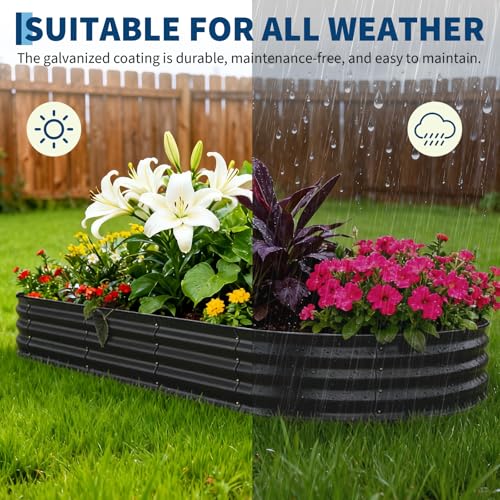 2 Pack 8x4x1ft Galvanized Raised Garden Bed (Gray-oval / 8x4x1ft 2pcs)