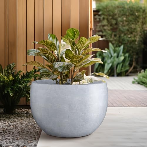 Blue Gray Concrete Planter 20" Dia All (Slate Gray / 19.9" d)