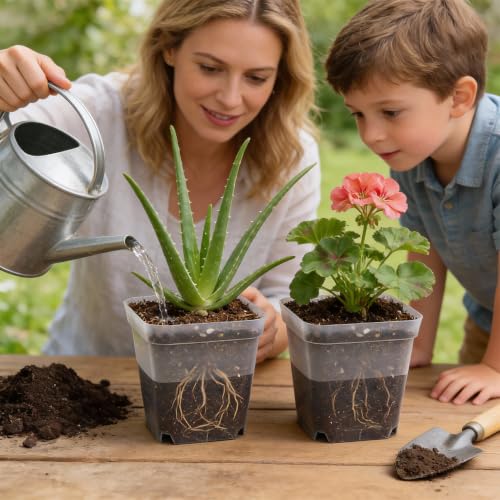 60 Pcs Clear Square Nursery Pots 4 Inch (Clear / 4Inch)