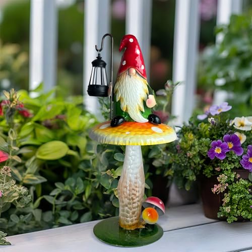 Solar Garden Gnomes Outdoor Statue (16.5 INCH / Red&green&yellow)