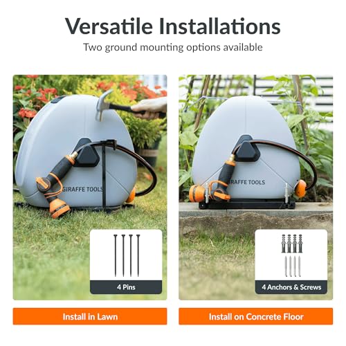 Ground Mounted Retractable Garden Hose Reel (1/2 Inch / 130 FT)