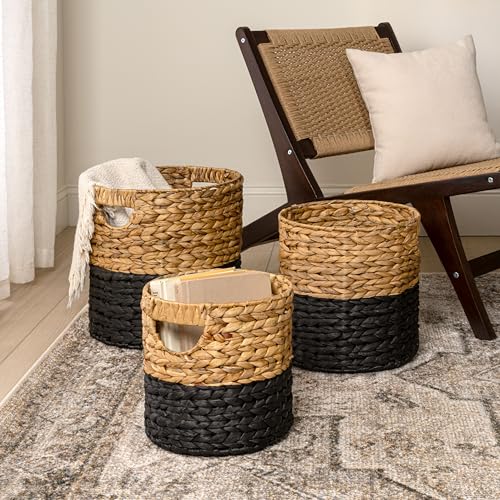 Avery 3 Piece Cylinder Nesting Baskets 13" (Black/Natural)