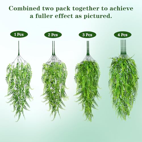 4Pcs Fake Ferns Fake Hanging Plants Artificial Ferns Vine Greenery (Ferns / 4Pcs Plants)