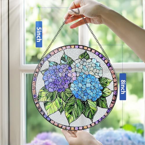 8 Inch Stained Glass Ornament (Hydrangea)