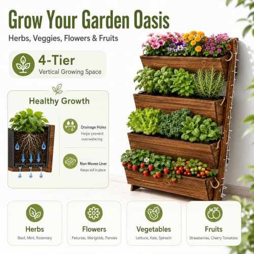 4ft 4 Tier Lighted Wall (51"h-4-tier Raised Garden Bed)