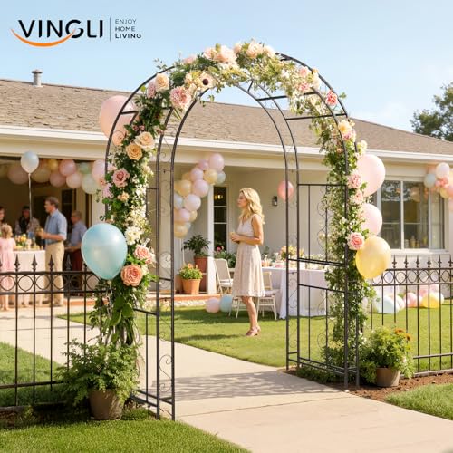 Garden Arbor Double Layer Arch Archway for Wedding Ceremony Party (Bronze / 7 FT)