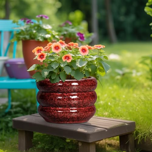 10 Inch Plant Pots (10 Inch / Leopard Print Red)