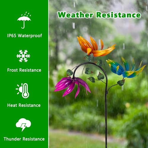 24" Large Flower Wind Spinner Outdoor with Metal Stake for Garden (24-Flower)