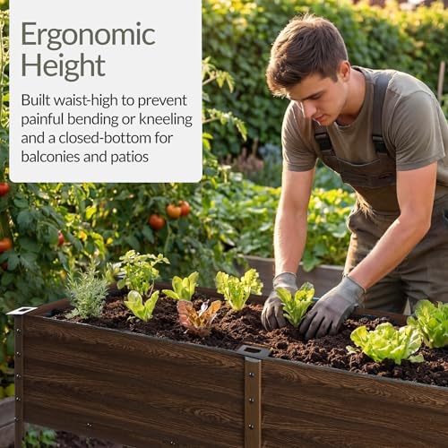 72x24x30in Non Toxic Galvanized Raised Garden Bed (72x24x30in / Dark Brown Wood Grain)