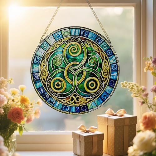 8 Inch Celtic Knot Stained Glass Suncatcher & Ornament (Celtic)