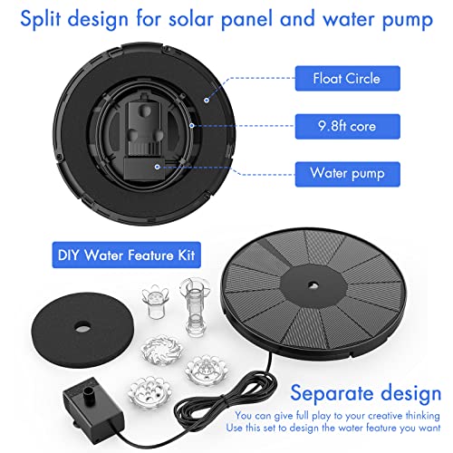 3.5W Solar Fountain Pump for Bird Bath Separated Design & 8 Nozzles (3.5W / Black)