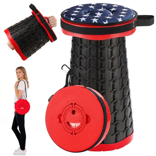 18 in Collapsible Stool with Cushion (Red)