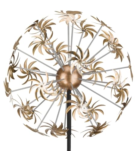 Wind Spinner Outdoor Metal Kinetic Yard Art with Stake (Dandelion / Large (80-89 Inch))