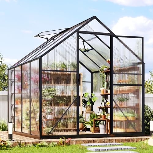6x8x6.3 FT Polycarbonate Greenhouse for Outdoors with 2 Windows
