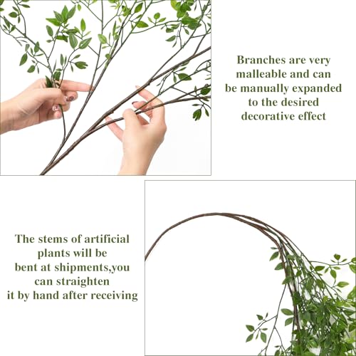 Artificial Plants 4PCS 43.3" Faux Greenery Stems for Vase (Green-4pcs)