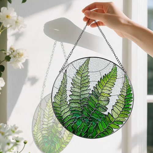 8 Inch Stained Glass Ornament (Fern Plant)