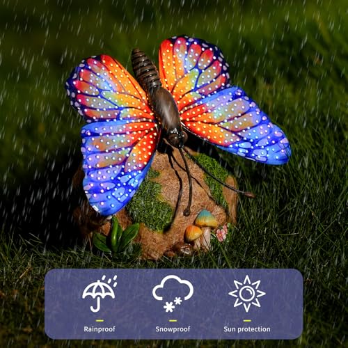 Solar Butterfly Garden Statue Weatherproof Outdoor Hand