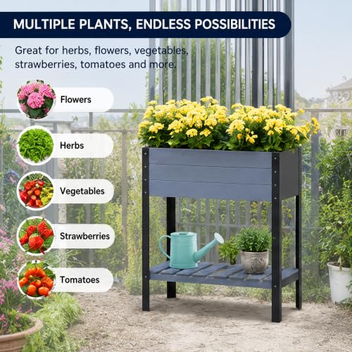 Raised Garden Bed with Metal Legs (Gray / W31x D15x H31in)