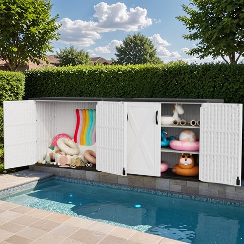 26 Cuft Outdoor Storage Box with Lockable Doors (26 Cuft / White)