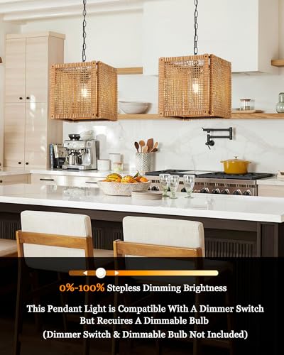 1 Light Rattan Pendant Light (12” / Brown)