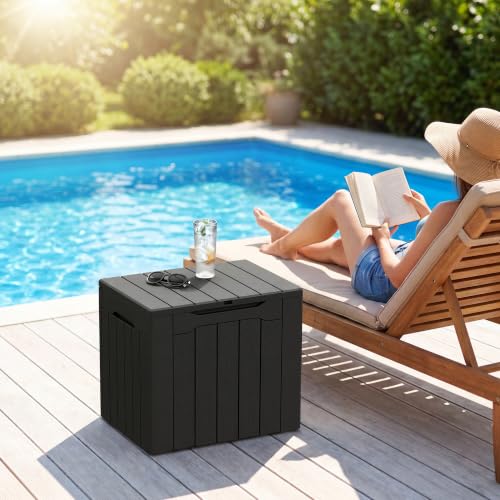 33 Gallon Resin Deck Box Outdoor Storage Boxes (Dark Black / 33 Gallon)
