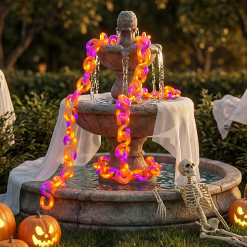 2 Pack 16.4 ft Halloween Chain Lights (2 Pack-Orange Purple / 10FT)