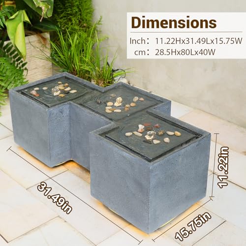 Small Modern Outdoor Water Fountain with 3 Led Lights (11.22-Brown / 11.22-brown)