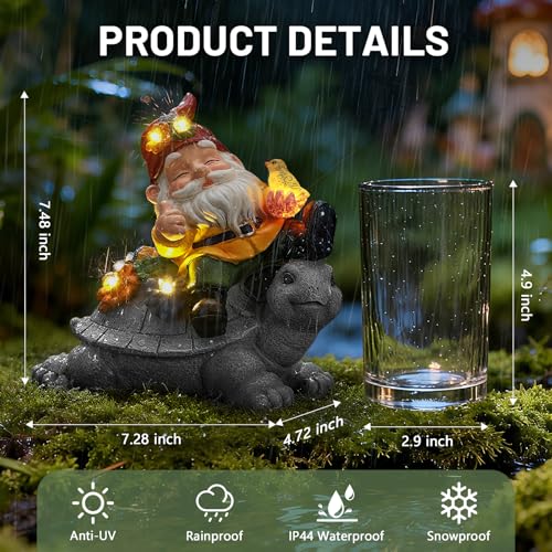 Solar Garden Statue Outdoor Decor (Gnometurtle)