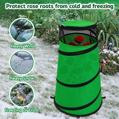 2Pcs Pop Up Rose Cones for Winter Protection (Green-2Pcs)