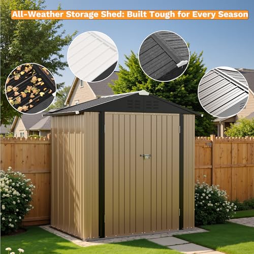 6x4FT Outdoor Storage Shed (6x4 / Brown)