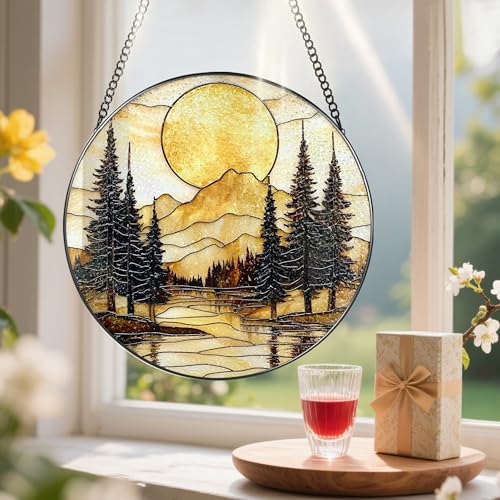8 Inch Stained Glass Ornament (Mountain Sunset)