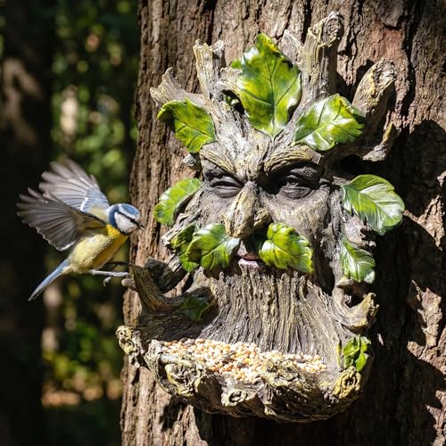 10.3" Whimsical Tree Face Sculpture (Green Mi)