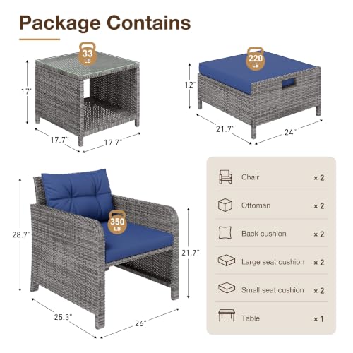 5 Piece Patio Furniture Set (Grey-blue / 5 Piece)